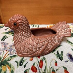 VTG 80s Teleflora 10" Bird Dove Clay Terra Cotta Pottery Planter Garden Yard Art